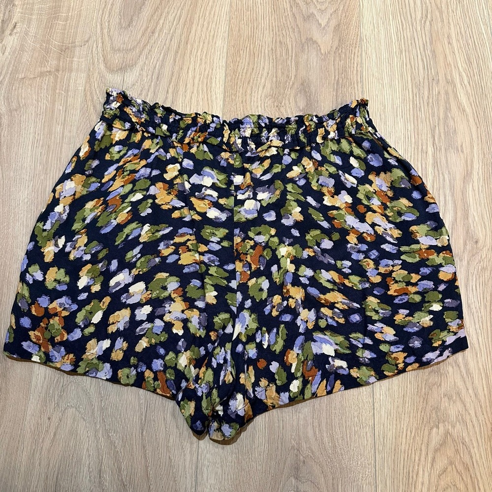 By Anthropologie Elastic Waist Pull-on Paper Bag Floral Shorts Sz M‎ Boho Soft!